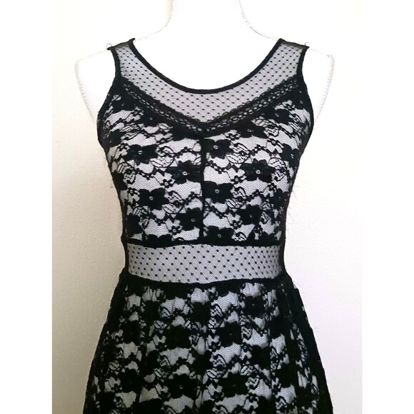 Royal Bones Daang Goodman Blk Sheer Lace Knee Length Dress Sz S Tripp NYC - Picture 2 of 6